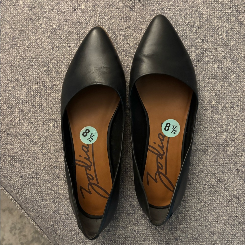 Black Leather Flats